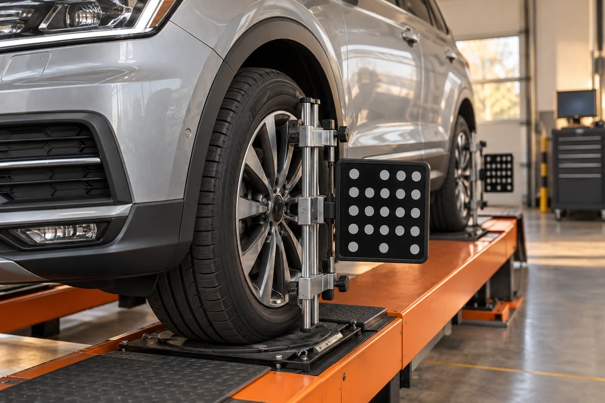 Wheel alignment equipment attached to a vehicle wheel